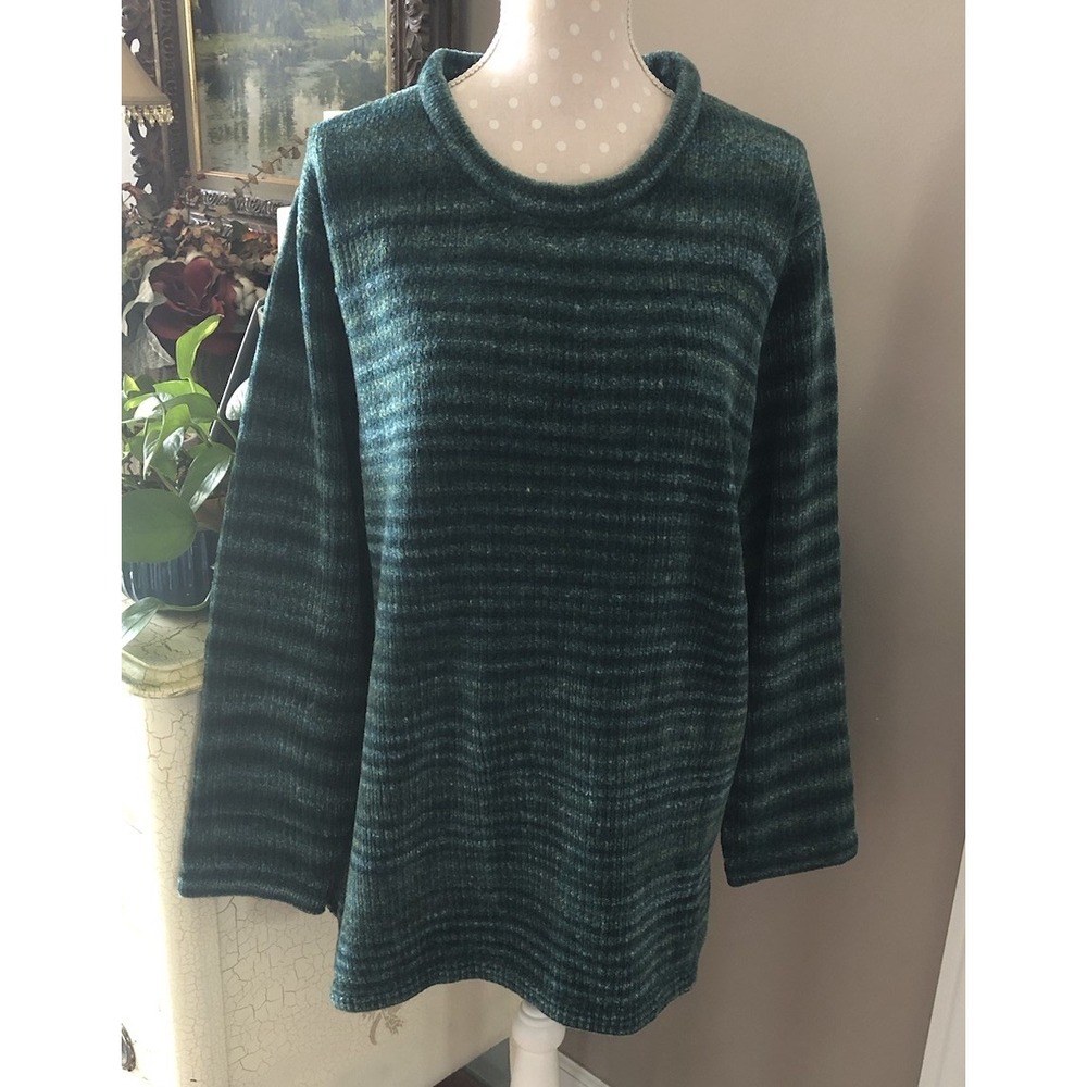 Denim & Co Sweater QVC Dark Teal Blue A52741 Women's 1X XL New W/Tags